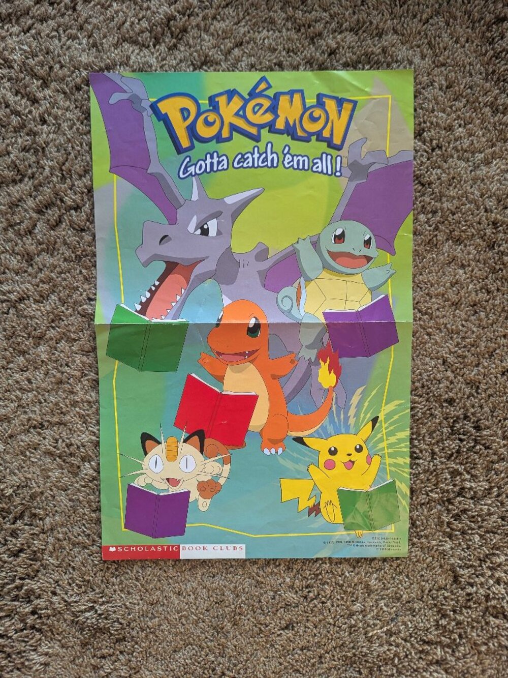 RETRO Scholastic Pokemon Poster, circa 1999